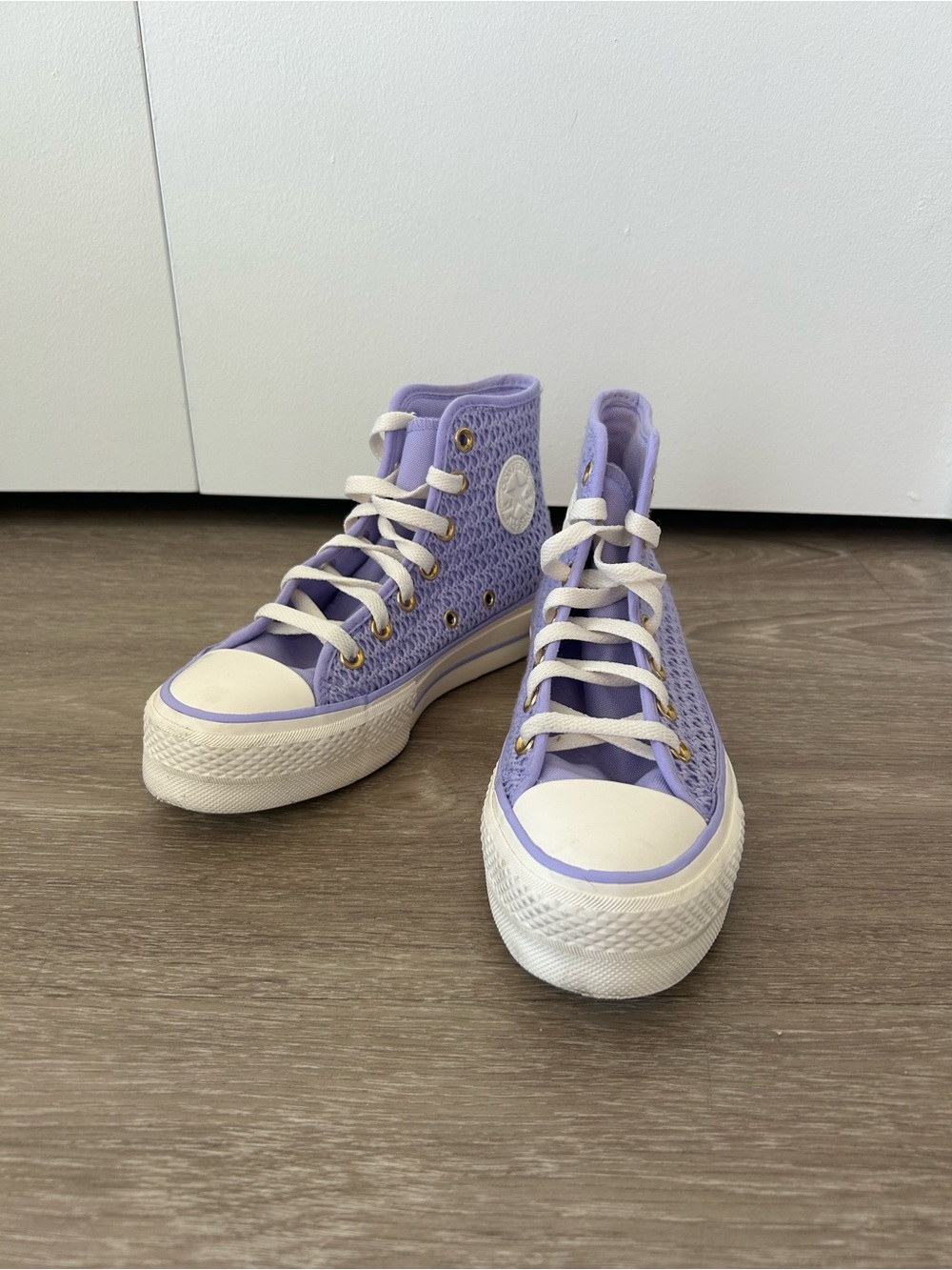 Converse Lavender High Top Platform Sneakers